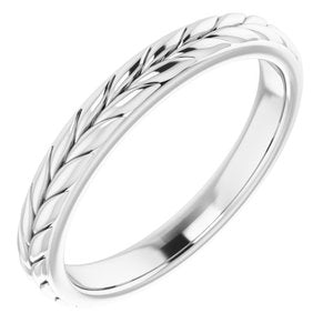 14K White 3 mm Leaf Band Size 7 - Siddiqui Jewelers