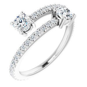 14K White 7/8 CTW Diamond Two-Stone Ring - Siddiqui Jewelers