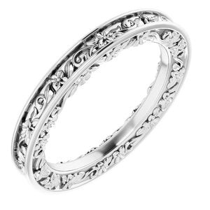 14K White 2.5 mm Floral-Inspired Band Size 4.5 - Siddiqui Jewelers