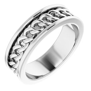 14K White 6 mm Link Design Band Size 7 - Siddiqui Jewelers