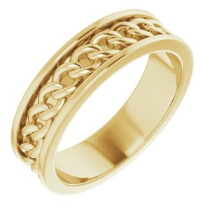 14K Yellow 6 mm Link Design Band Size 9.5 - Siddiqui Jewelers