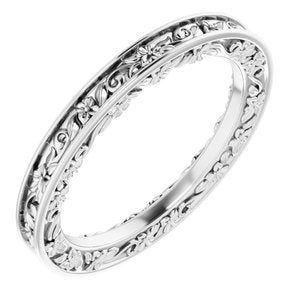 14K White 2.5 mm Floral-Inspired Band Size 7 - Siddiqui Jewelers