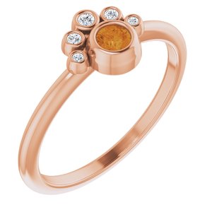 14K Rose Citrine & .04 CTW Diamond Ring - Siddiqui Jewelers