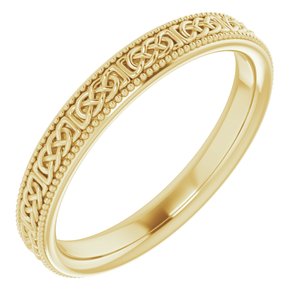 14K Yellow 3 mm Celtic-Inspired Milgrain Band Size 6 - Siddiqui Jewelers