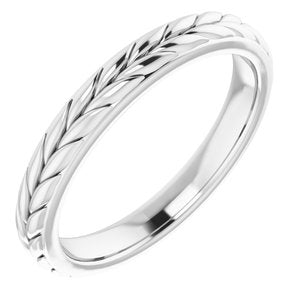 14K White 3 mm Leaf Band Size 6.5 - Siddiqui Jewelers