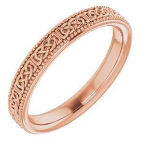 14K Rose 3 mm Celtic-Inspired Milgrain Band Size 4.5 - Siddiqui Jewelers