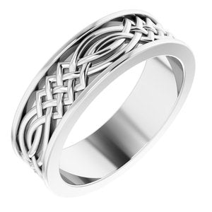 14K White 6 mm Celtic-Inspired Band Size 7 - Siddiqui Jewelers