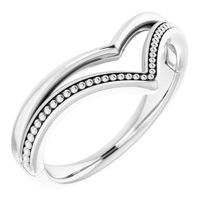 Sterling Silver Beaded V Ring - Siddiqui Jewelers