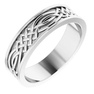 14K White 6 mm Celtic-Inspired Band Size 10 - Siddiqui Jewelers