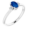 14K White Lab-Grown Blue Sapphire & .04 CTW Diamond Ring  -Siddiqui Jewelers
