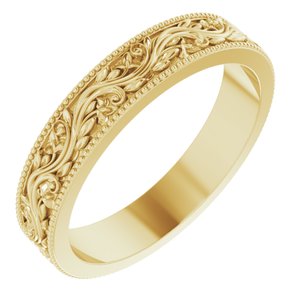 14K Yellow 4 mm Sculptural-Inspired Band with Milgrain Size 7 - Siddiqui Jewelers