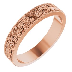 14K Rose 4 mm Sculptural-Inspired Band with Milgrain Size 7 - Siddiqui Jewelers