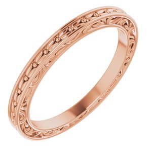 14K Rose 2 mm Sculptural-Inspired Leaf Band   Size 7 - Siddiqui Jewelers