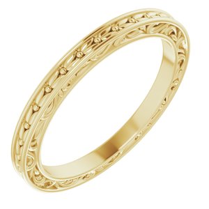 14K Yellow 2 mm Sculptural-Inspired Leaf Band   Size 7 - Siddiqui Jewelers