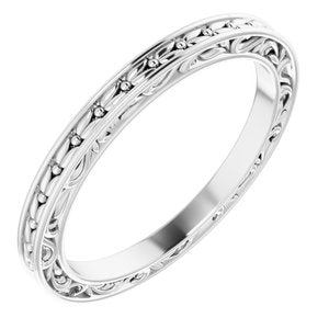 14K White 2 mm Sculptural-Inspired Leaf Band   Size 7 - Siddiqui Jewelers