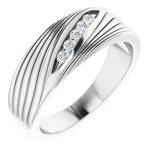 14K White 1/6 CTW Diamond Men's Ring - Siddiqui Jewelers