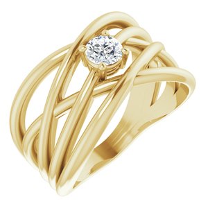 14K Yellow 1/4 CT Diamond Solitaire Criss-Cross Ring - Siddiqui Jewelers