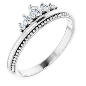 14K White 1/5 CTW Diamond Stackable Crown Ring - Siddiqui Jewelers