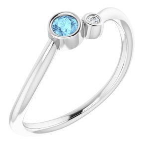 14K White Aquamarine & .02 CTW Diamond Two-Stone Ring - Siddiqui Jewelers