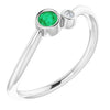 14K White Emerald & .02 CTW Diamond Two-Stone Ring - Siddiqui Jewelers