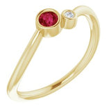 14K Yellow 3 mm Round Chatham® Lab-Created Ruby & .02 CT Diamond Ring - Siddiqui Jewelers