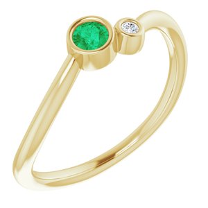 14K Yellow Emerald & .02 CTW Diamond Two-Stone Ring - Siddiqui Jewelers