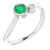 14K White Emerald & .03 CT Diamond Two-Stone Ring - Siddiqui Jewelers