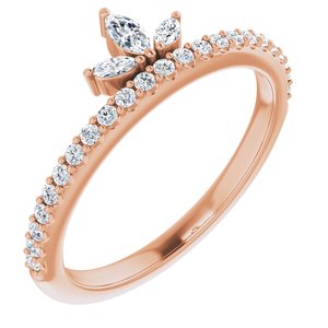 14K Rose 1/3 CTW Diamond Stackable Crown Ring - Siddiqui Jewelers