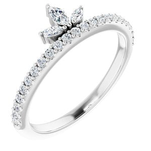 14K White 1/3 CTW Diamond Stackable Crown Ring - Siddiqui Jewelers