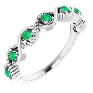 14K White Emerald Stackable Ring - Siddiqui Jewelers