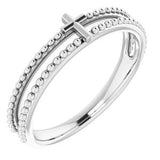 Sterling Silver Milgrain Stackable Cross Ring - Siddiqui Jewelers