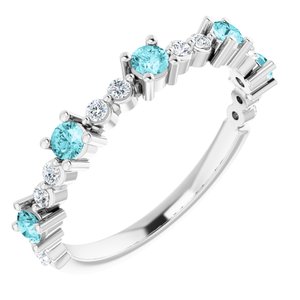 14K White Blue Zircon & 1/5 CTW Diamond Ring - Siddiqui Jewelers