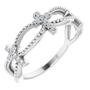 14K White .08 CTW Diamond Stackable Cross Ring - Siddiqui Jewelers