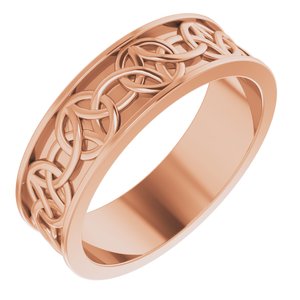 14K Rose 7 mm Celtic-Inspired Band Size 11 - Siddiqui Jewelers
