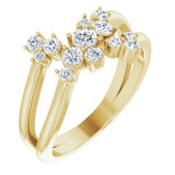 14K Yellow 1/2 CTW Diamond Cluster Bypass Ring - Siddiqui Jewelers