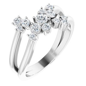 14K White 1/2 CTW Diamond Cluster Bypass Ring - Siddiqui Jewelers