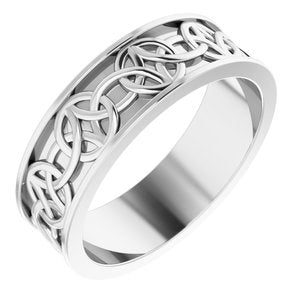 14K White 7 mm Celtic-Inspired Band Size 10.5 - Siddiqui Jewelers