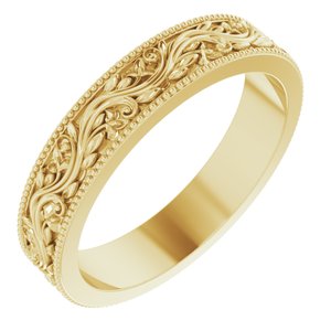 14K Yellow 4 mm Sculptural-Inspired Band with Milgrain Size 6 - Siddiqui Jewelers