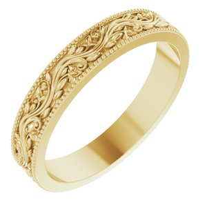 14K Yellow 4 mm Sculptural-Inspired Band with Milgrain Size 9 - Siddiqui Jewelers