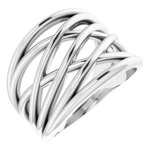 14K White Criss-Cross Ring - Siddiqui Jewelers