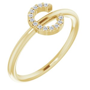 14K Yellow .05 CTW Diamond Initial C Ring-Siddiqui Jewelers