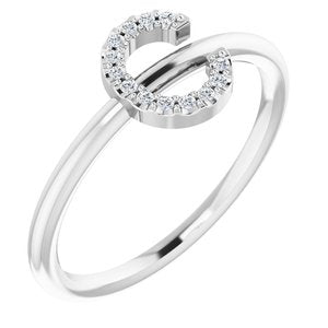 14K White .05 CTW Diamond Initial C Ring-Siddiqui Jewelers