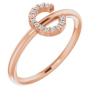 14K Rose .05 CTW Diamond Initial C Ring-Siddiqui Jewelers