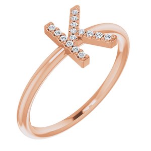 14K Rose .06 CTW Diamond Initial K Ring-Siddiqui Jewelers