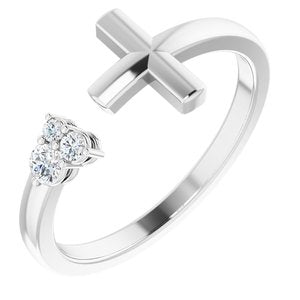 Sterling Silver 1/10 CTW Diamond Negative Space Cross Ring - Siddiqui Jewelers