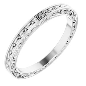 14K White 2 mm Sculptural-Inspired Leaf Band   Size 6.5 - Siddiqui Jewelers