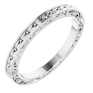 14K White 2 mm Sculptural-Inspired Leaf Band   Size 6 - Siddiqui Jewelers
