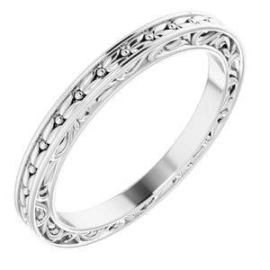 14K White 2 mm Sculptural-Inspired Leaf Band   Size 5.5 - Siddiqui Jewelers