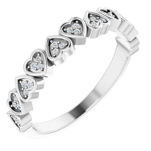 14K White .07 CTW Diamond Heart Anniversary Band - Siddiqui Jewelers