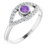 14K White Amethyst & White Sapphire Evil Eye Ring - Siddiqui Jewelers